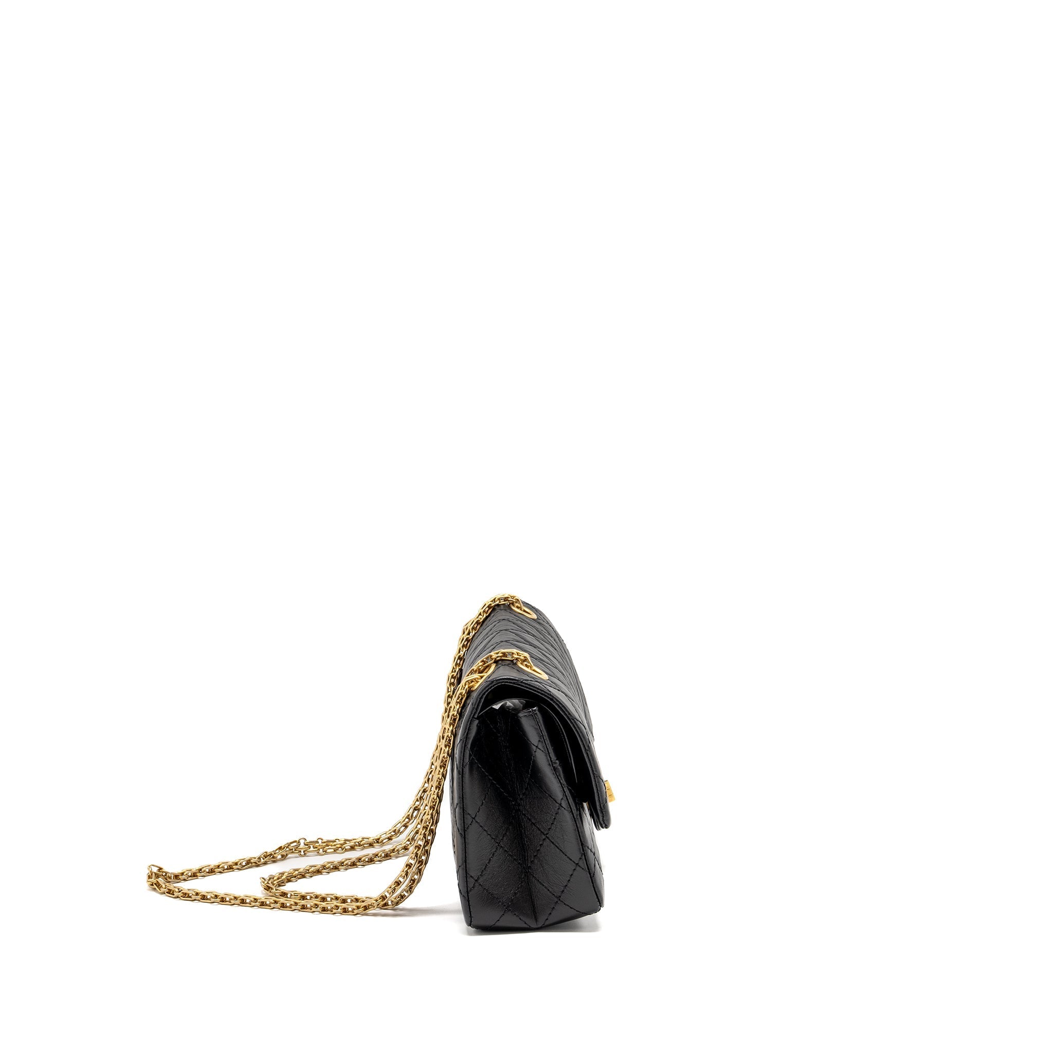 Chanel Small 2.55 Reissue Double Flap Bag Aged Calfskin Black  (Microchip)