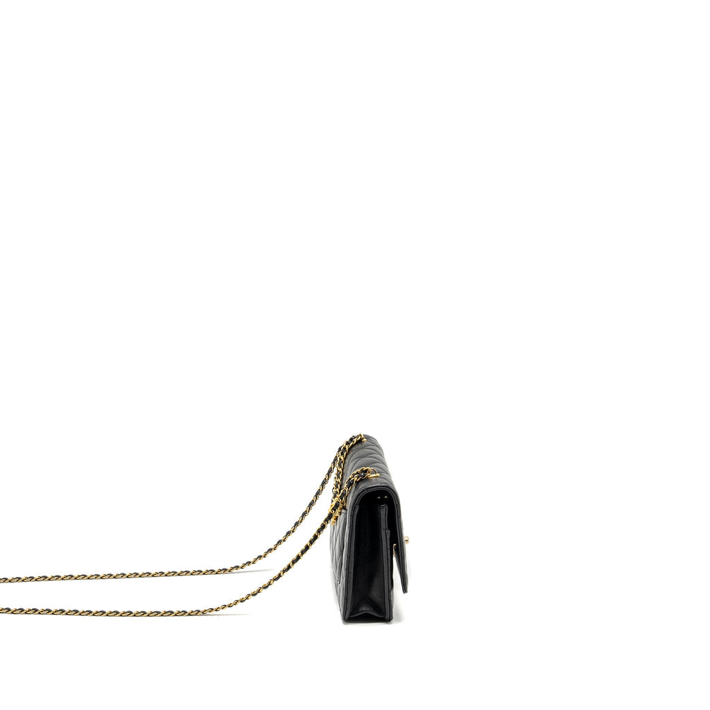 CHANEL 23A Lion Charms Wallet On Chain Lambskin Black  (microchip)
