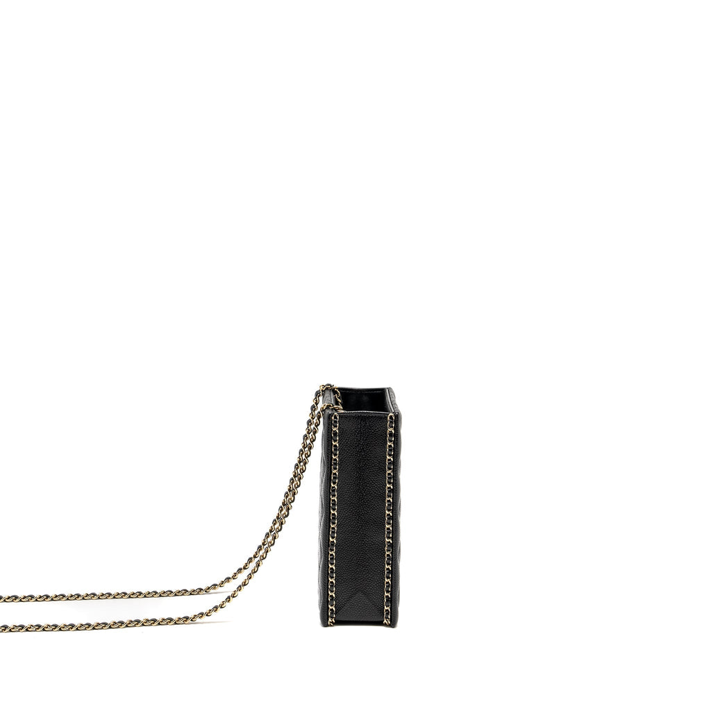 Chanel Quilted Evening Box Bag Caviar Black L (Microchip)