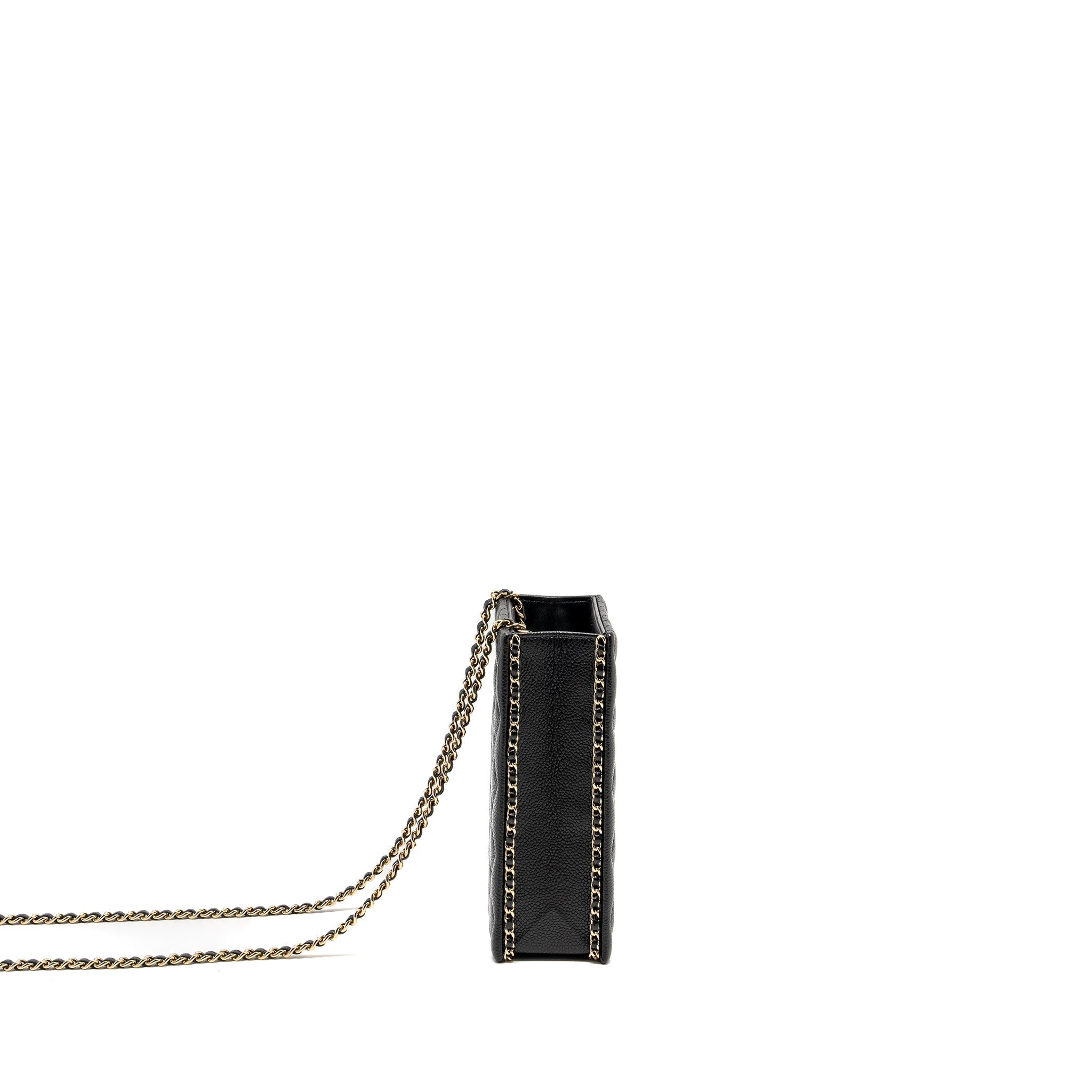 Chanel Quilted Evening Box Bag Caviar Black L (Microchip)