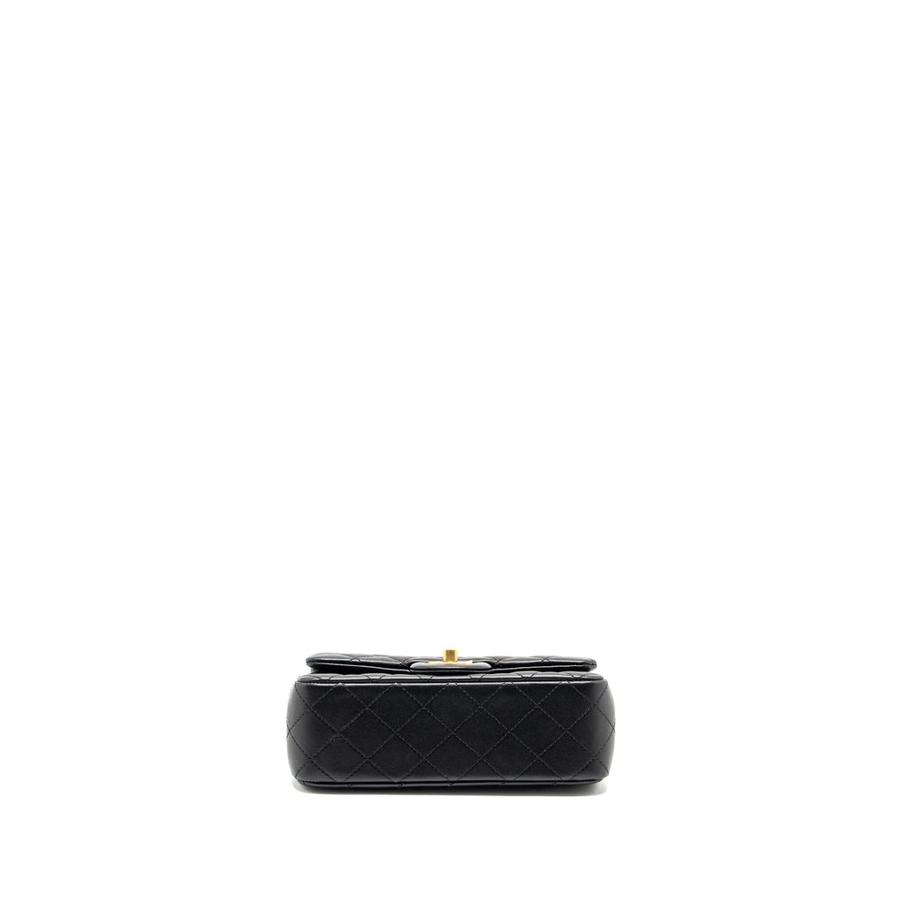 Chanel Pearl Crush Mini Rectangular Flap Bag Lambskin Black  (Microchip)