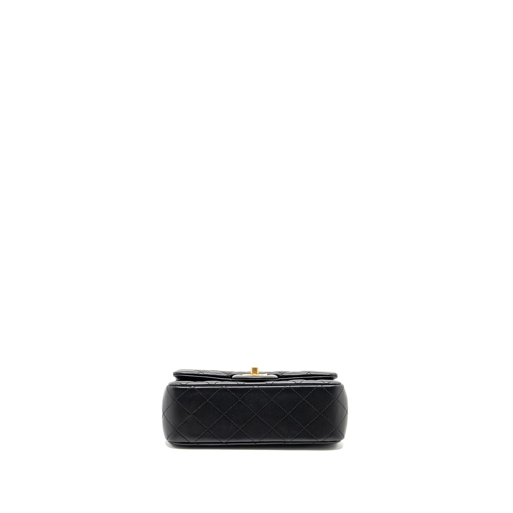 Chanel Pearl Crush Mini Rectangular Flap Bag Lambskin Black  (Microchip)