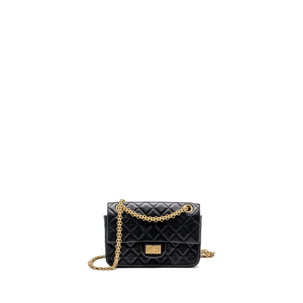 Chanel mini 2.55 reissue flap bag aged calfskin black