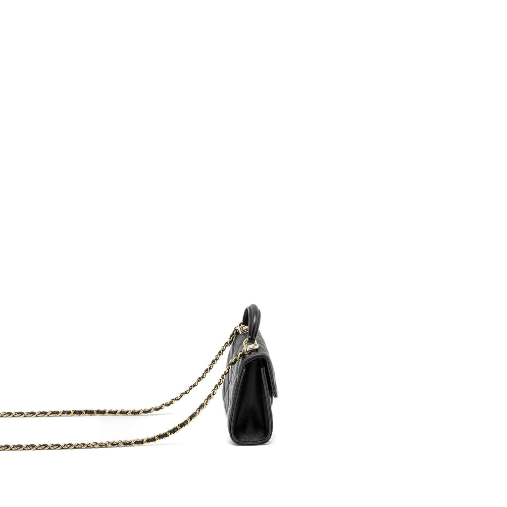 Chanel Top Handle Mini Flap Bag Lambskin Black L (Microchip)