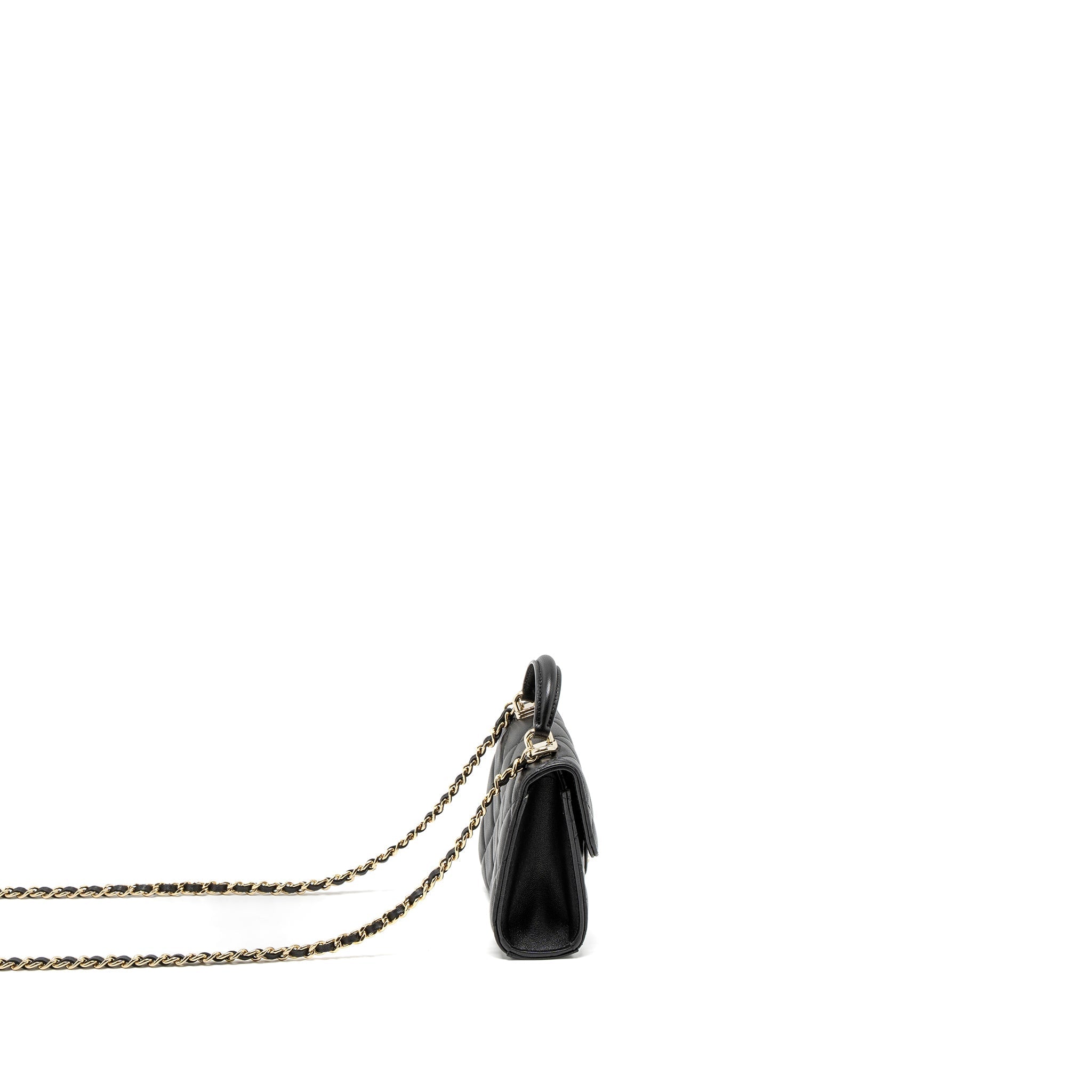 Chanel Top Handle Mini Flap Bag Lambskin Black L (Microchip)