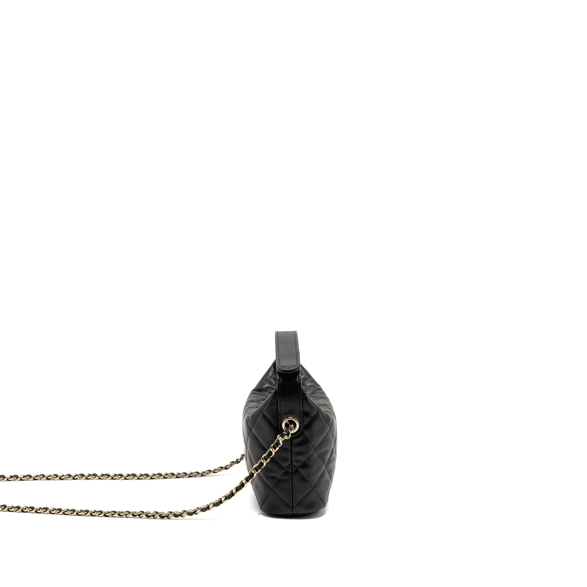 Chanel Quilted Hobo Bag Caviar Black  (Microchip)