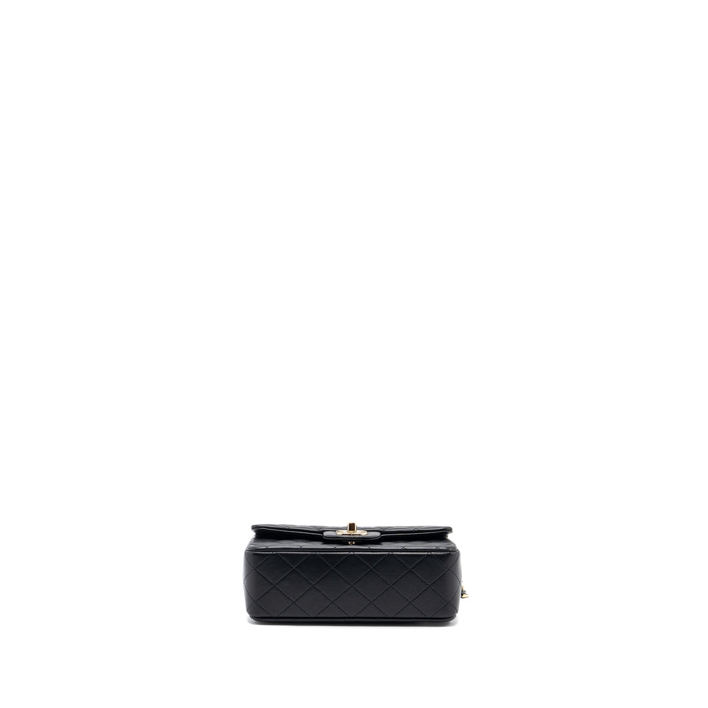 Chanel 22P Lion Charm Top Handle Mini Rectangular Flap Bag Lambskin Black L (microchip)