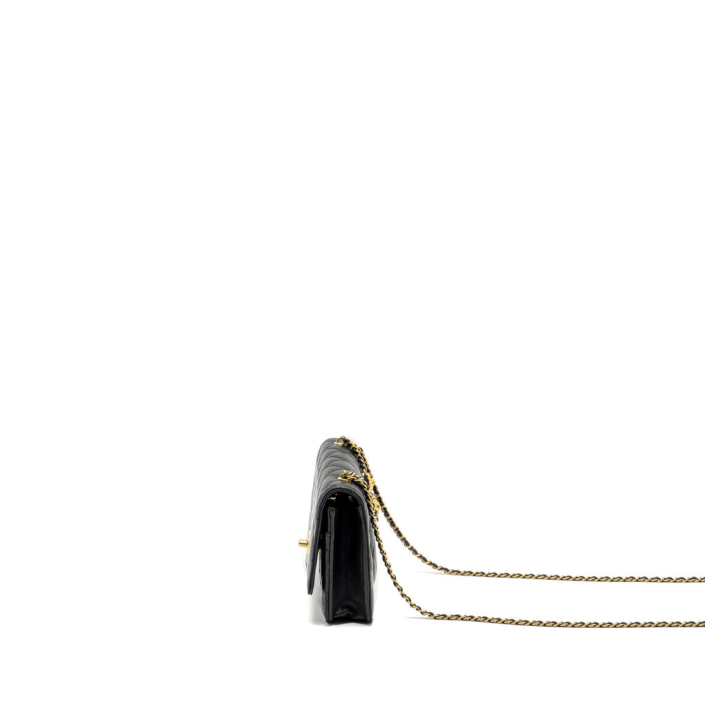 CHANEL 23A Lion Charms Wallet On Chain Lambskin Black  (microchip)
