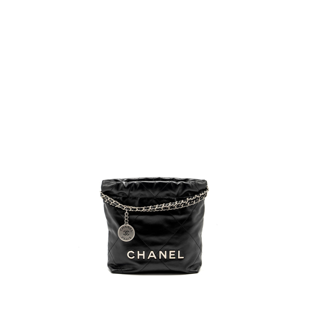 Chanel mini 22 Bag Shiny Calfskin Black  (Microchip)