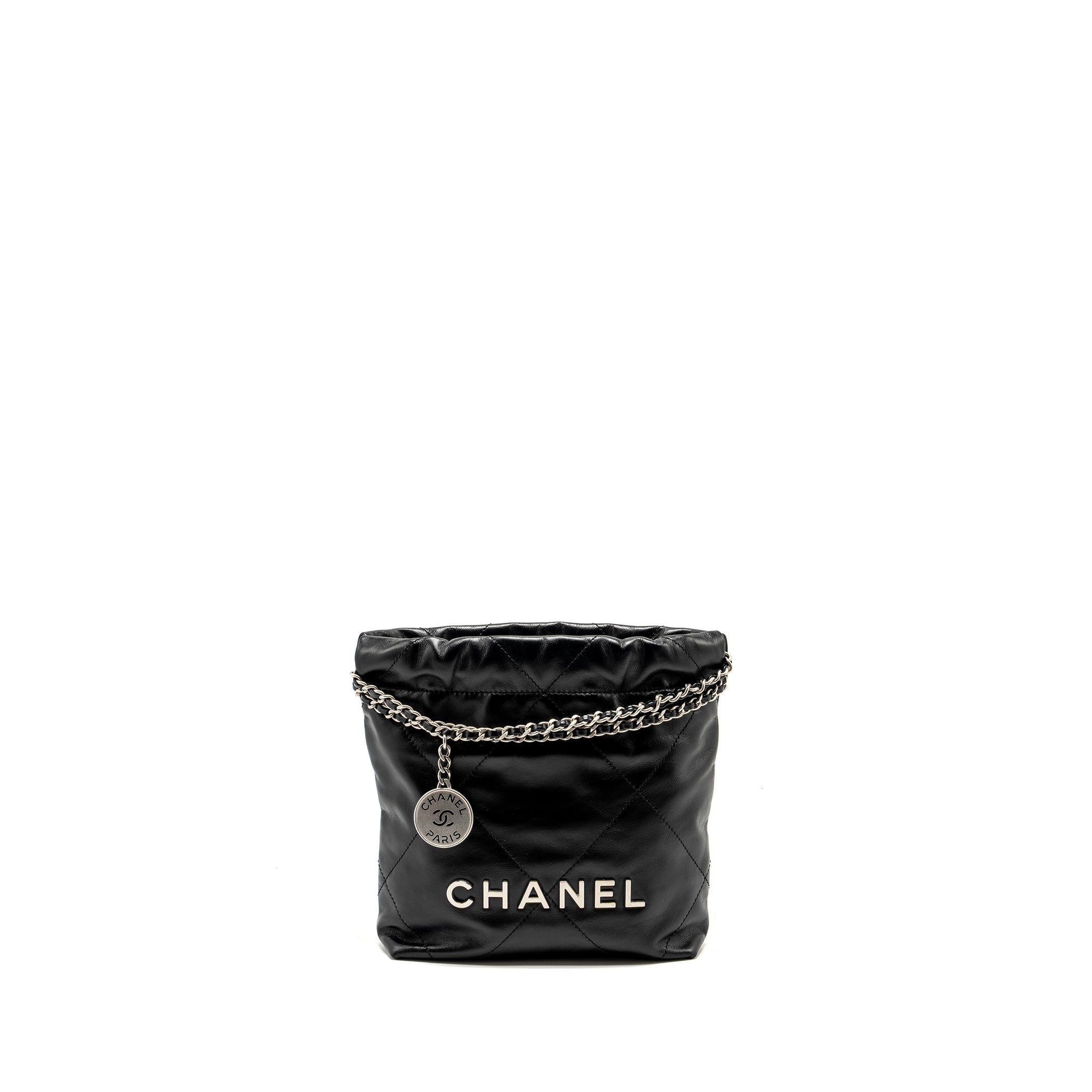 Chanel mini 22 Bag Shiny Calfskin Black  (Microchip)