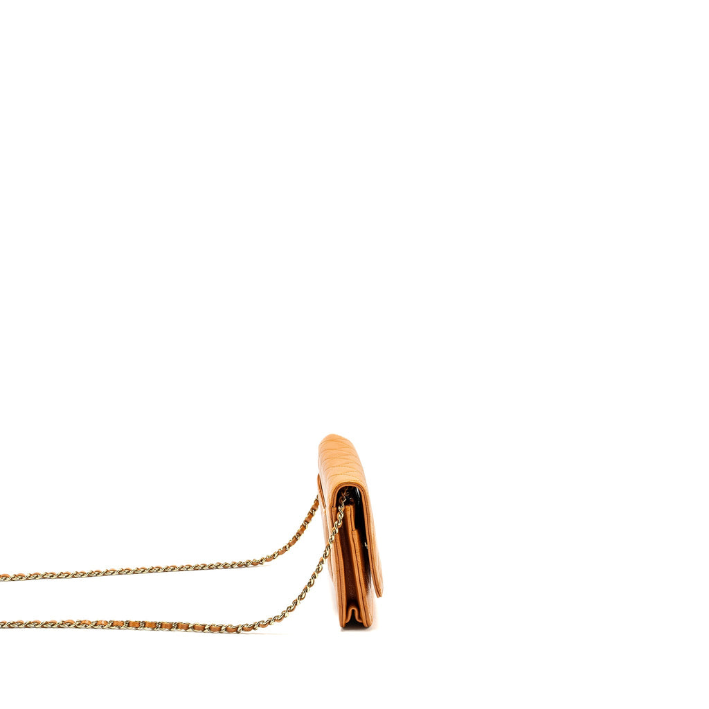 Chanel Classic Wallet on Chain Caviar Light Brown L (Microchip)