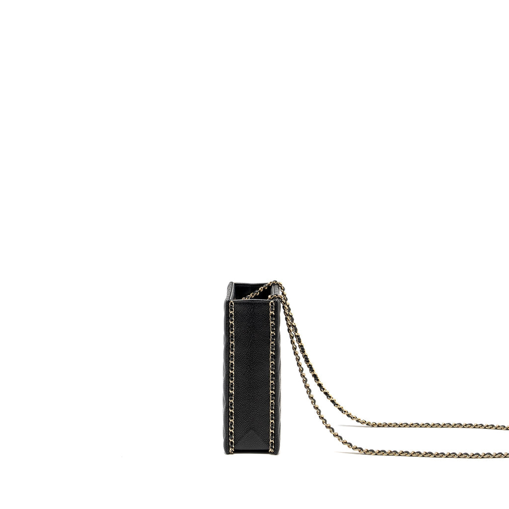 Chanel Quilted Evening Box Bag Caviar Black L (Microchip)