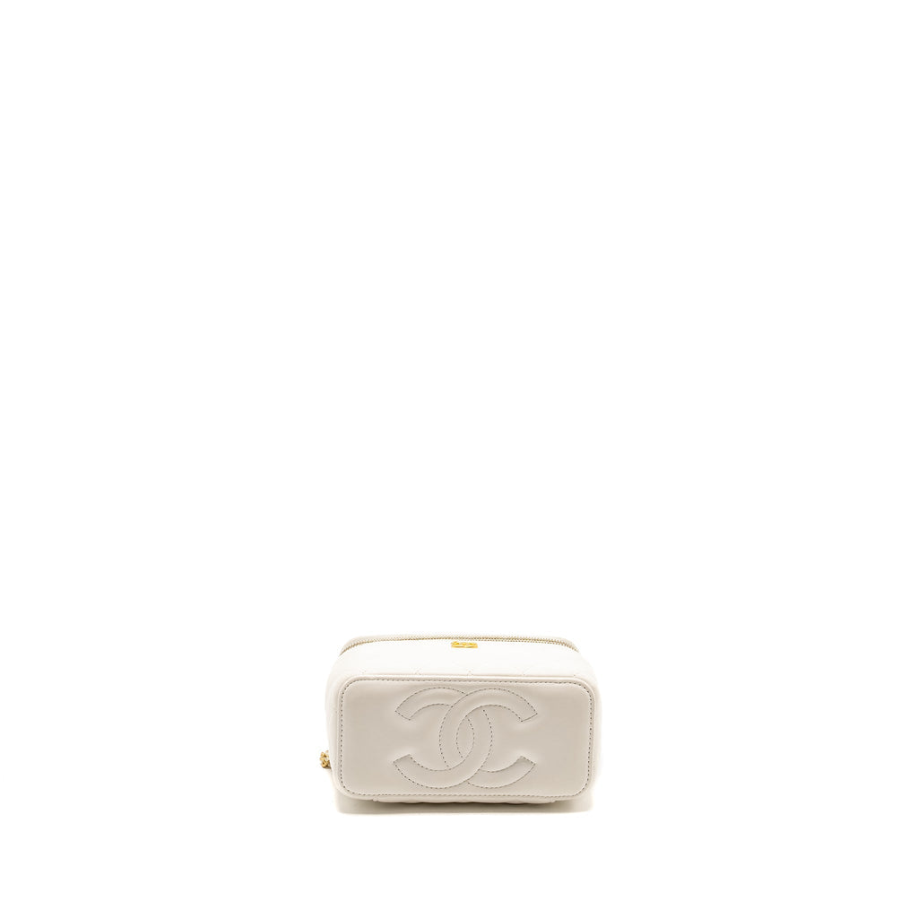 Chanel Pearl Crush Long Vanity Case Lambskin White  (Microchip)