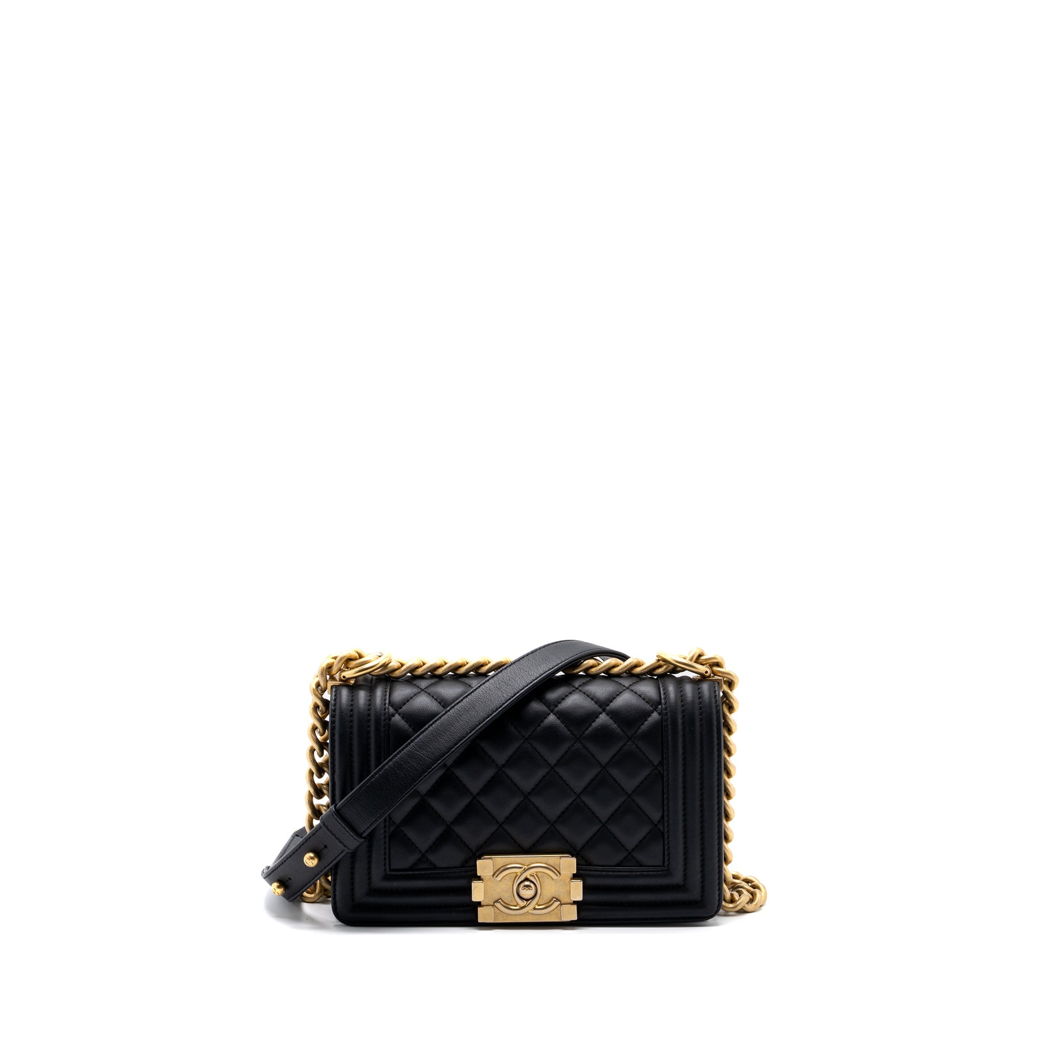 Chanel small boy bag calfskin black