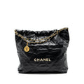 Chanel medium 22 bag calfskin black  (microchip)