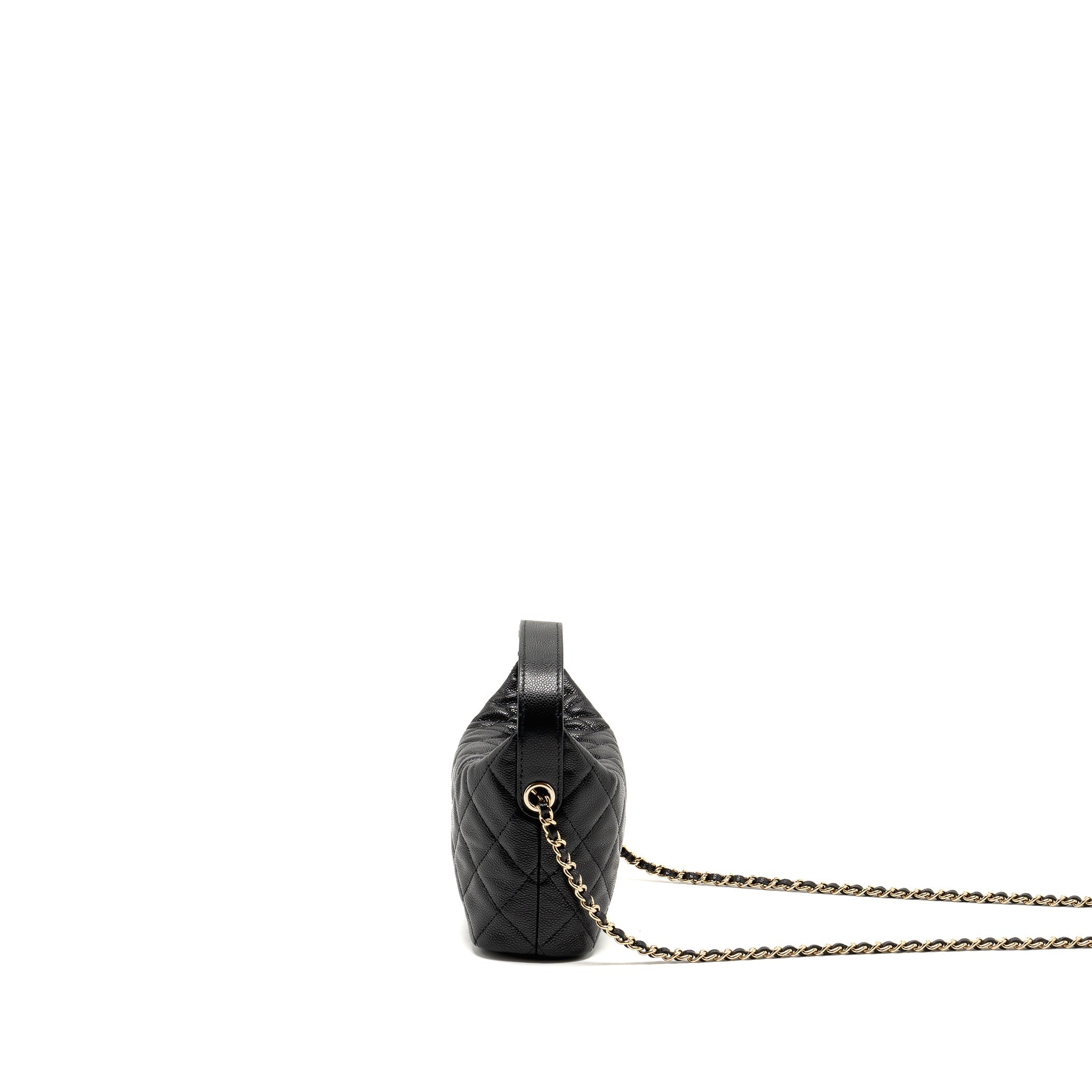 Chanel Quilted Hobo Bag Caviar Black  (Microchip)