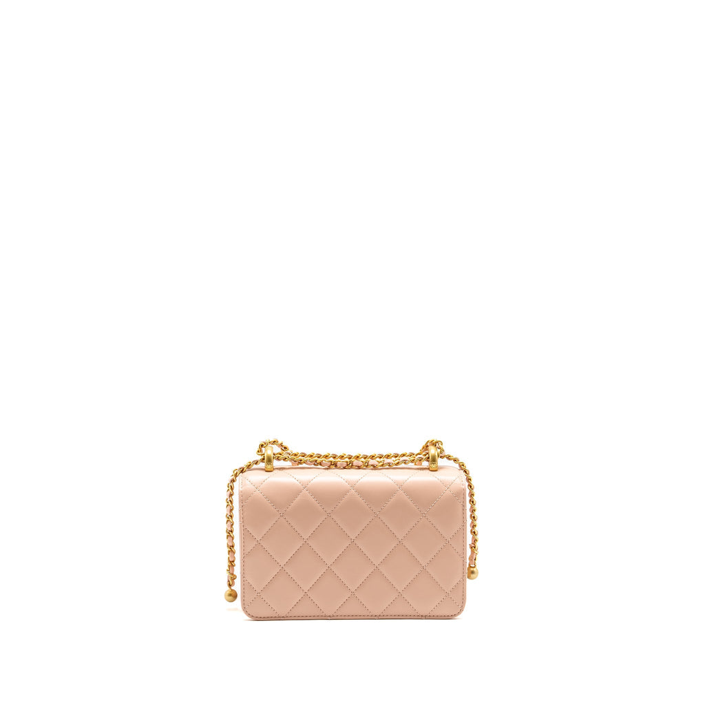 Chanel Gold Crush Mini Flap Bag Calfskin Light Pink  (microchip)