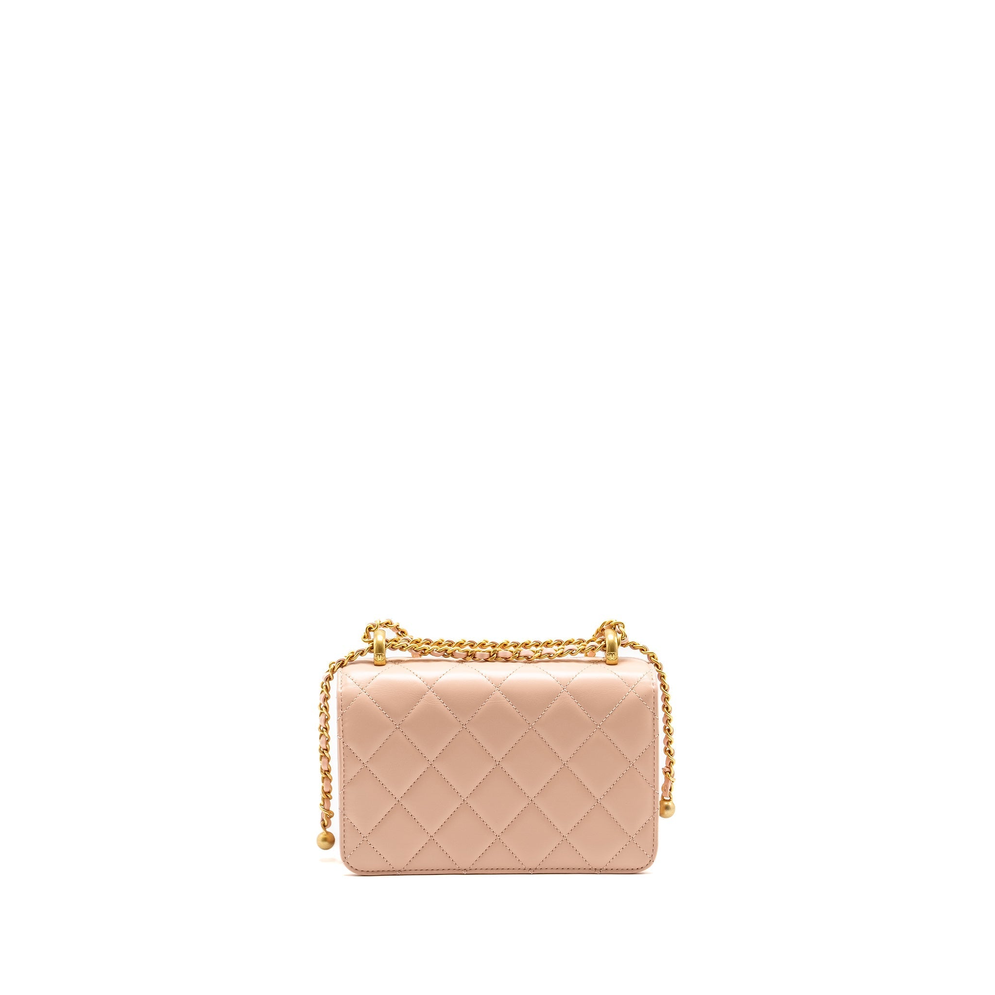 Chanel Gold Crush Mini Flap Bag Calfskin Light Pink  (microchip)