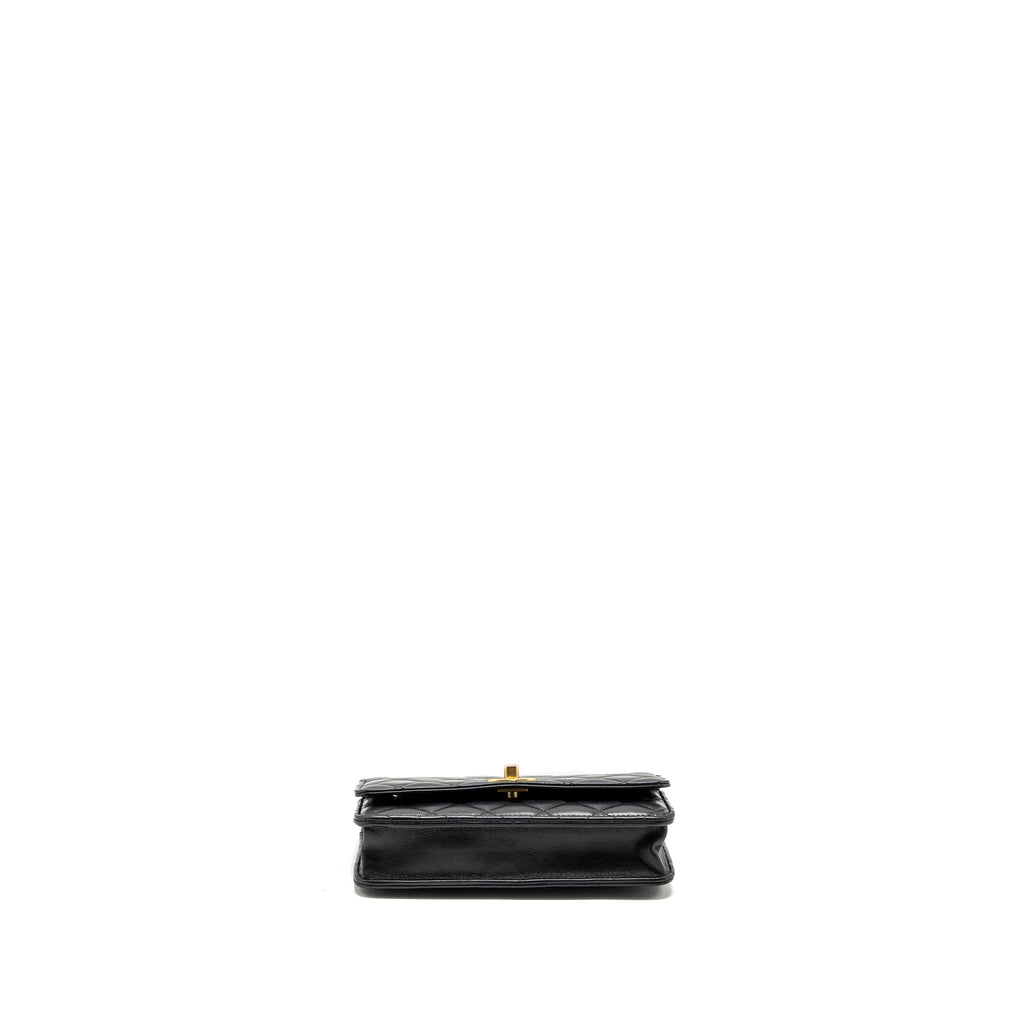 CHANEL 23A Lion Charms Wallet On Chain Lambskin Black  (microchip)