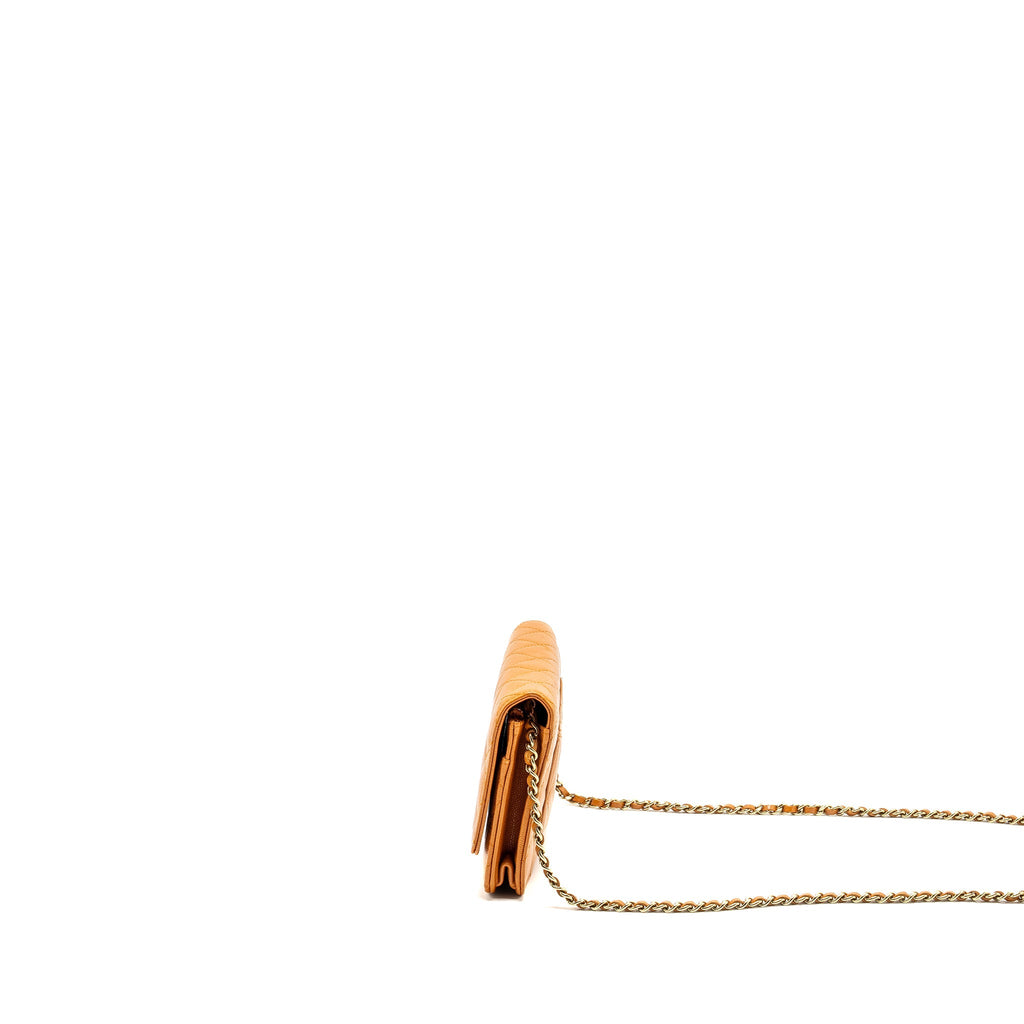 Chanel Classic Wallet on Chain Caviar Light Brown L (Microchip)