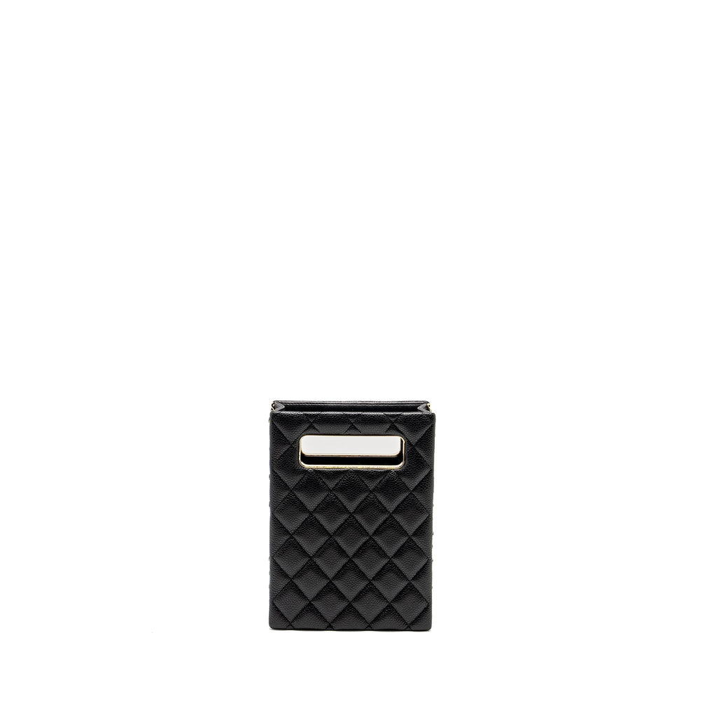Chanel Quilted Evening Box Bag Caviar Black L (Microchip)