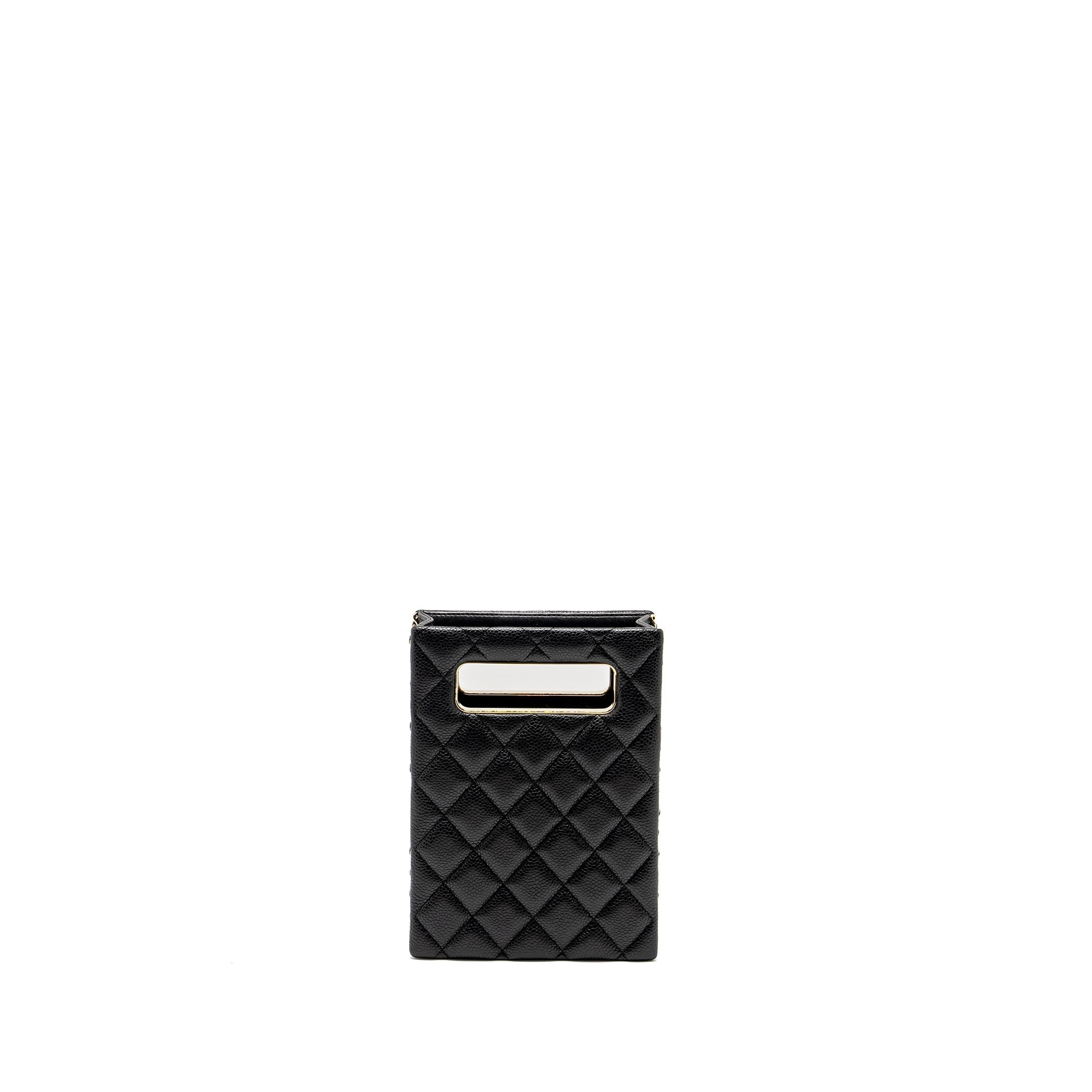 Chanel Quilted Evening Box Bag Caviar Black L (Microchip)