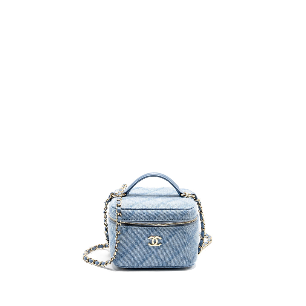 Chanel Vanity Case with Chain Denim Blue L (Microchip)