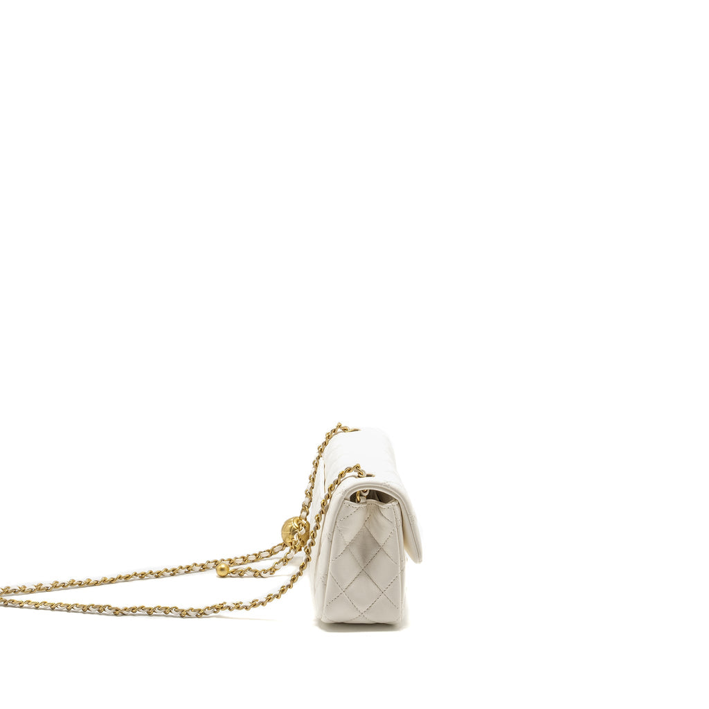 Chanel Pearl Crush Mini Rectangular Flap Bag Lambskin White  (Microchip)
