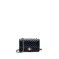 Chanel mini rectangular flap bag chevron lambskin navy