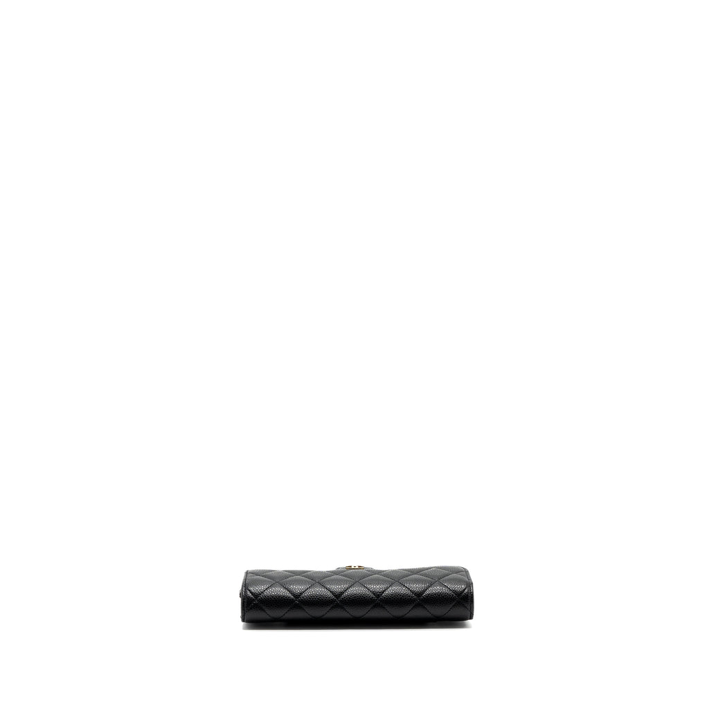 Chanel classic long flap wallet caviar black