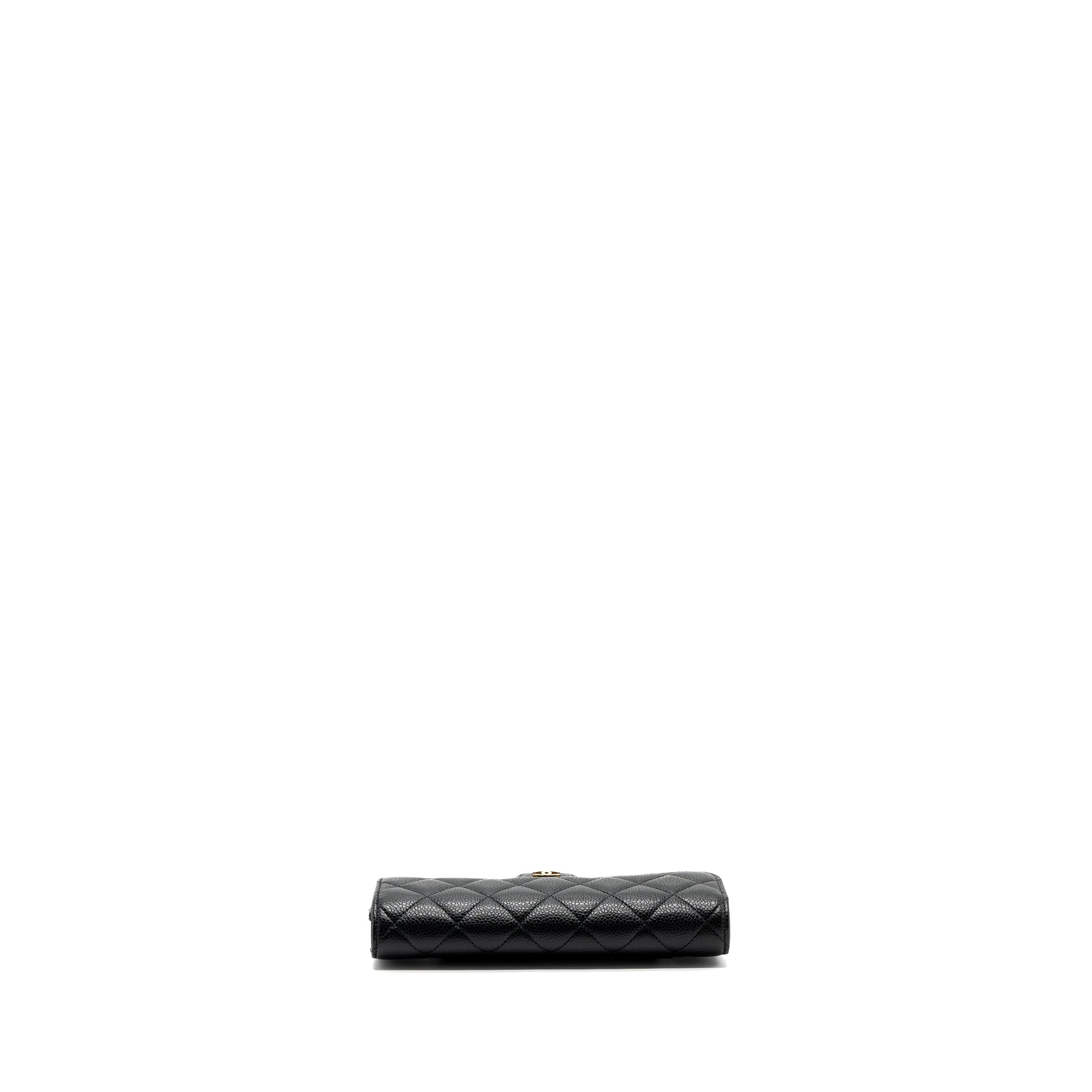 Chanel classic long flap wallet caviar black