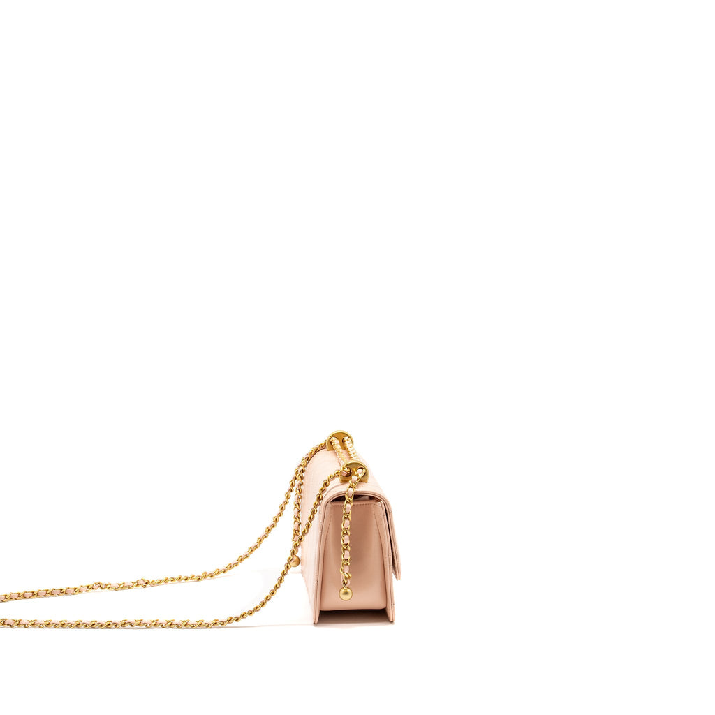 Chanel Gold Crush Mini Flap Bag Calfskin Light Pink  (microchip)