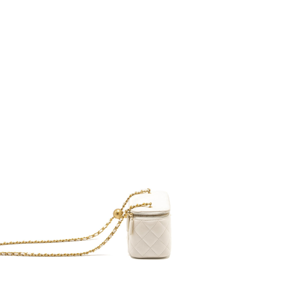 Chanel Pearl Crush Long Vanity Case Lambskin White  (Microchip)
