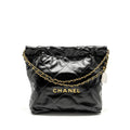 Chanel Small 22 Bag Shiny Calfskin Black  (Microchip)