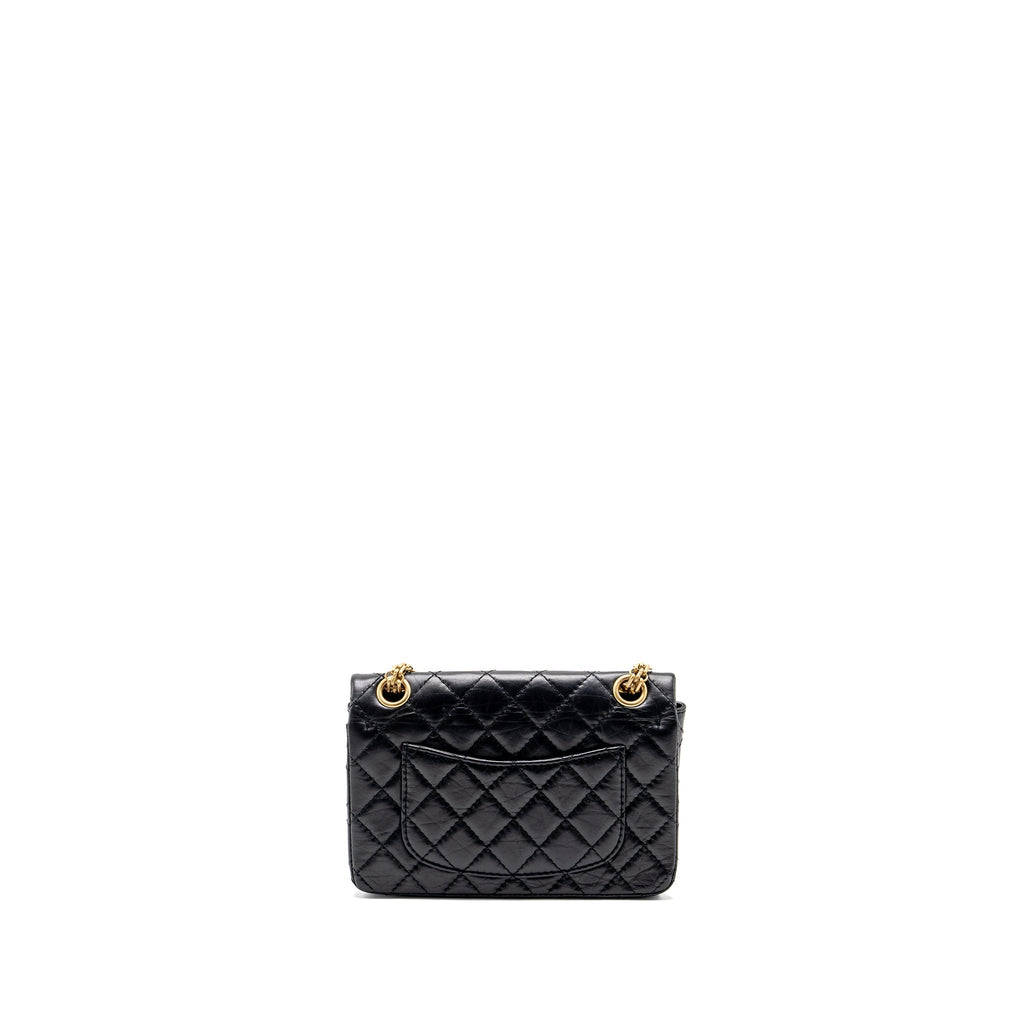 Chanel mini 2.55 reissue flap bag aged calfskin black