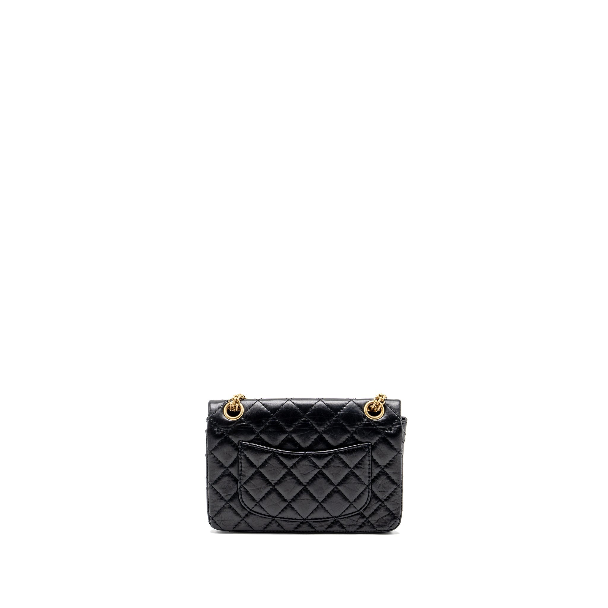 Chanel mini 2.55 reissue flap bag aged calfskin black