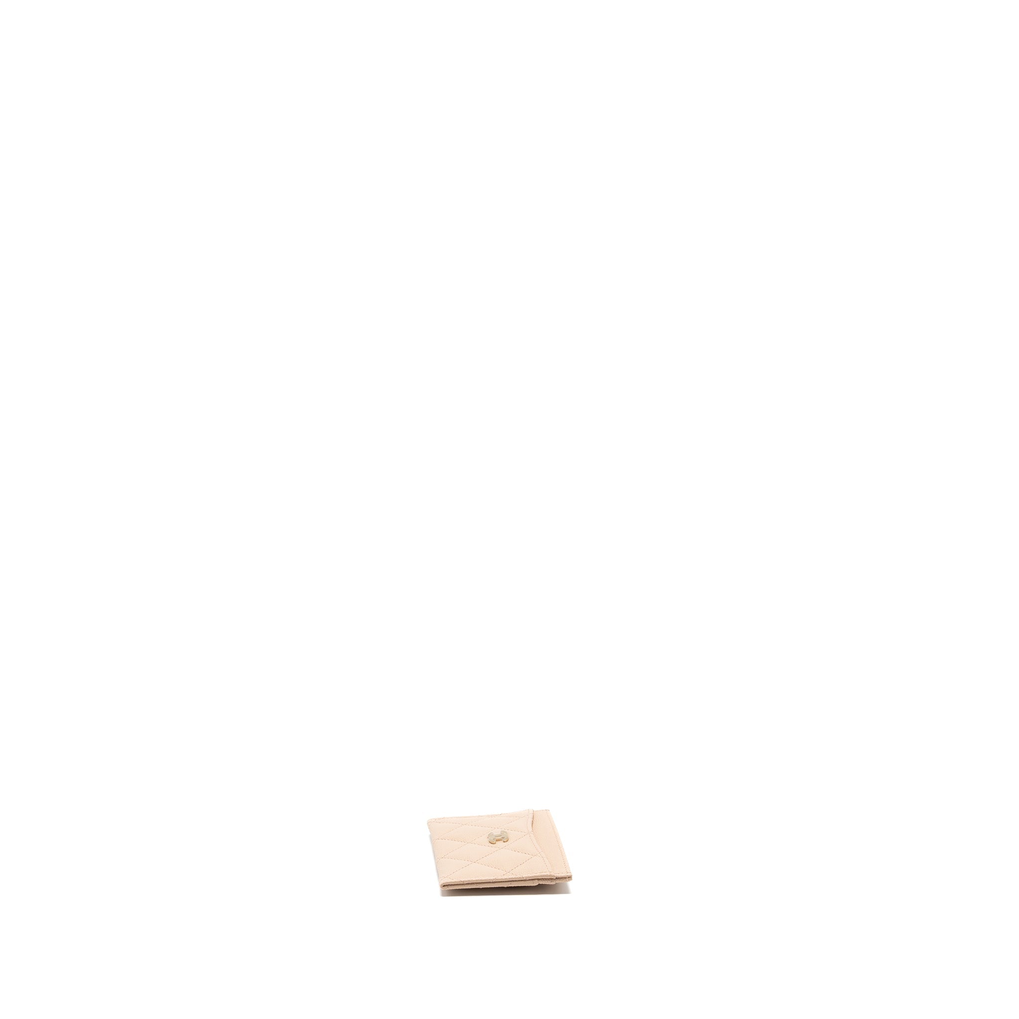 Chanel classic card holder caviar light beige L