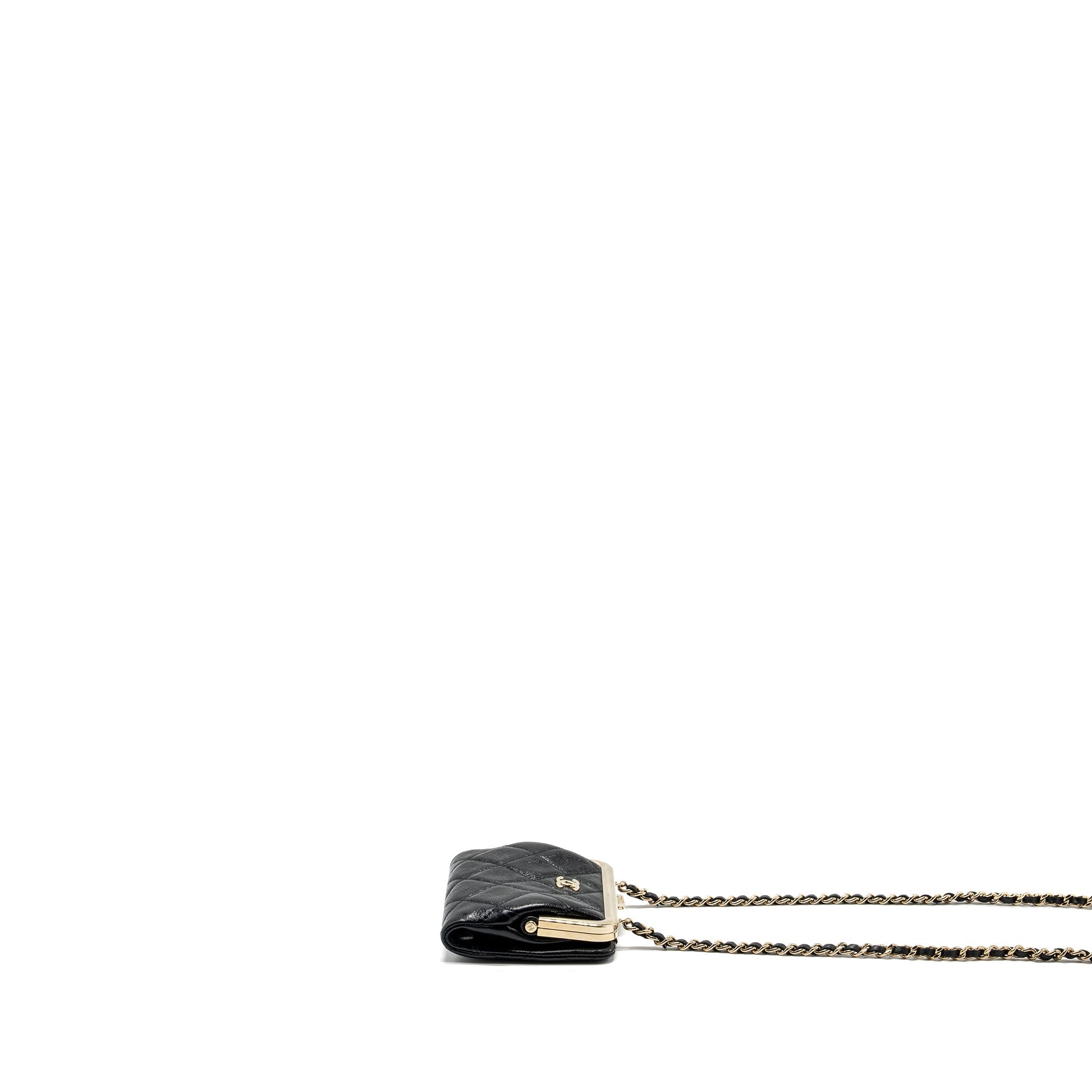 Chanel Quilted Mini Clip Purse With Chain Aged Calfskin Black L (microchip)