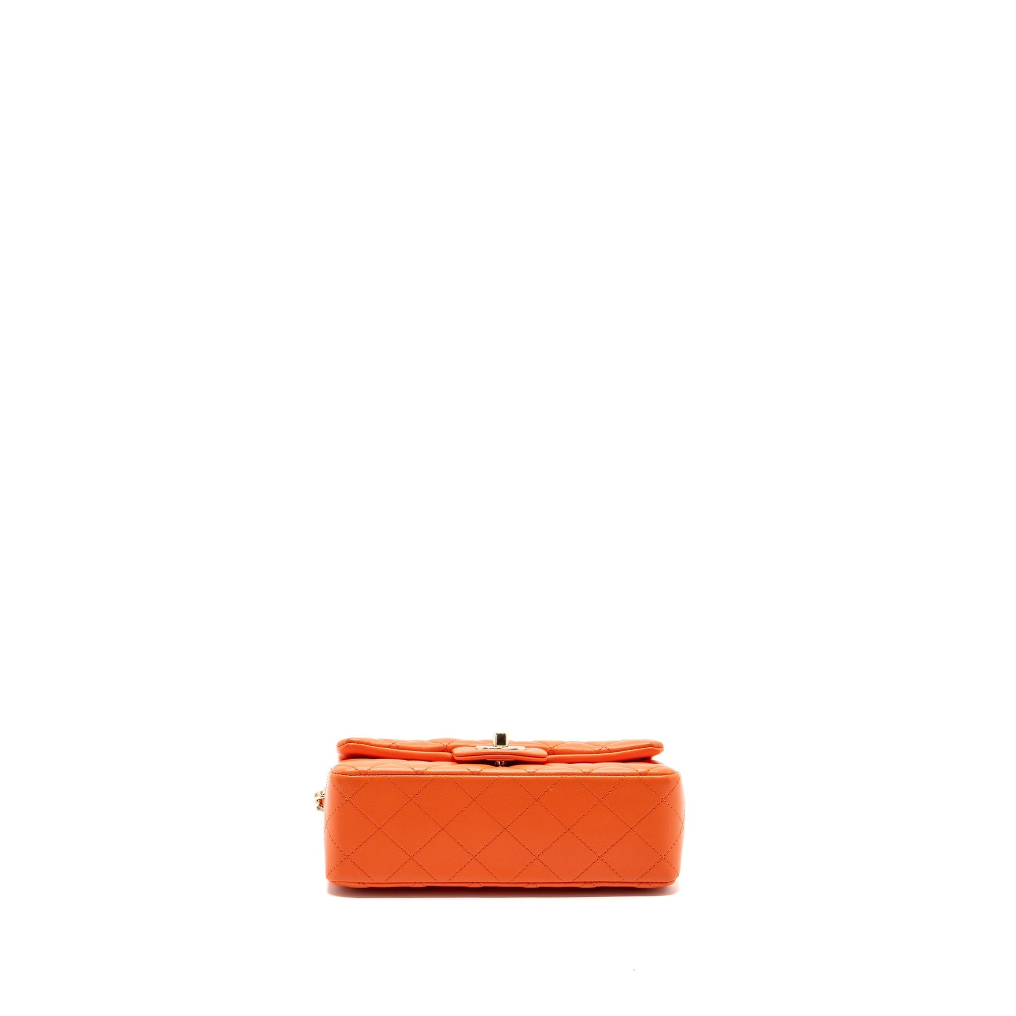 Chanel Mini Rectangular Flap Bag Lambskin Orange