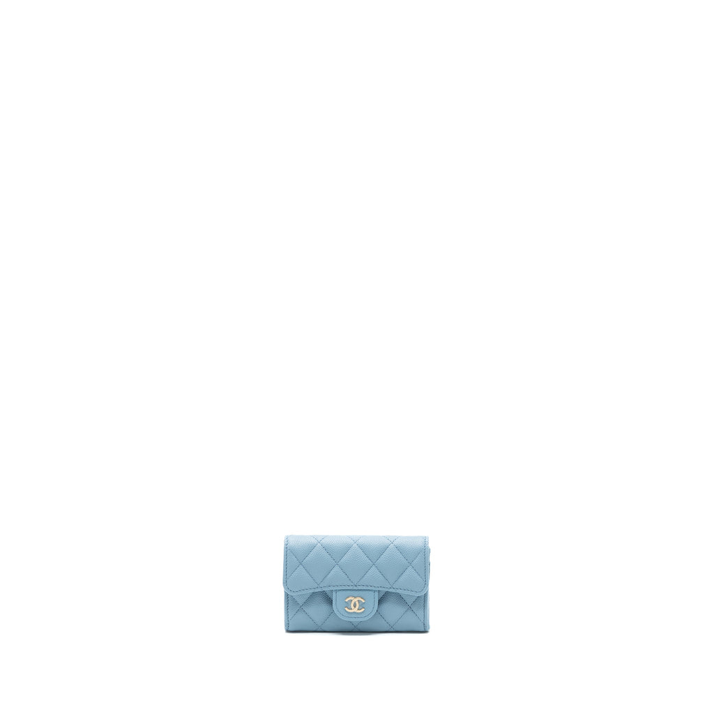 Chanel Classic Flap Card Holder Caviar Blue L