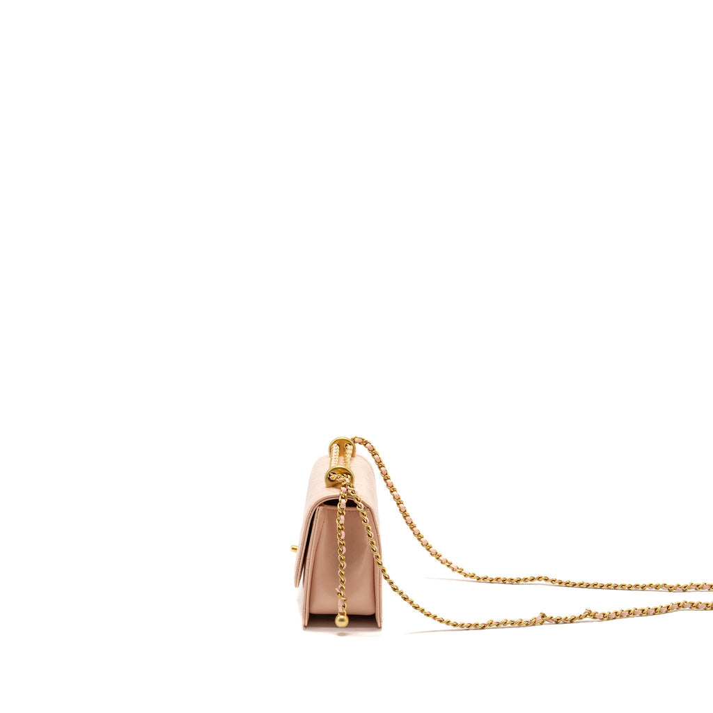 Chanel Gold Crush Mini Flap Bag Calfskin Light Pink  (microchip)