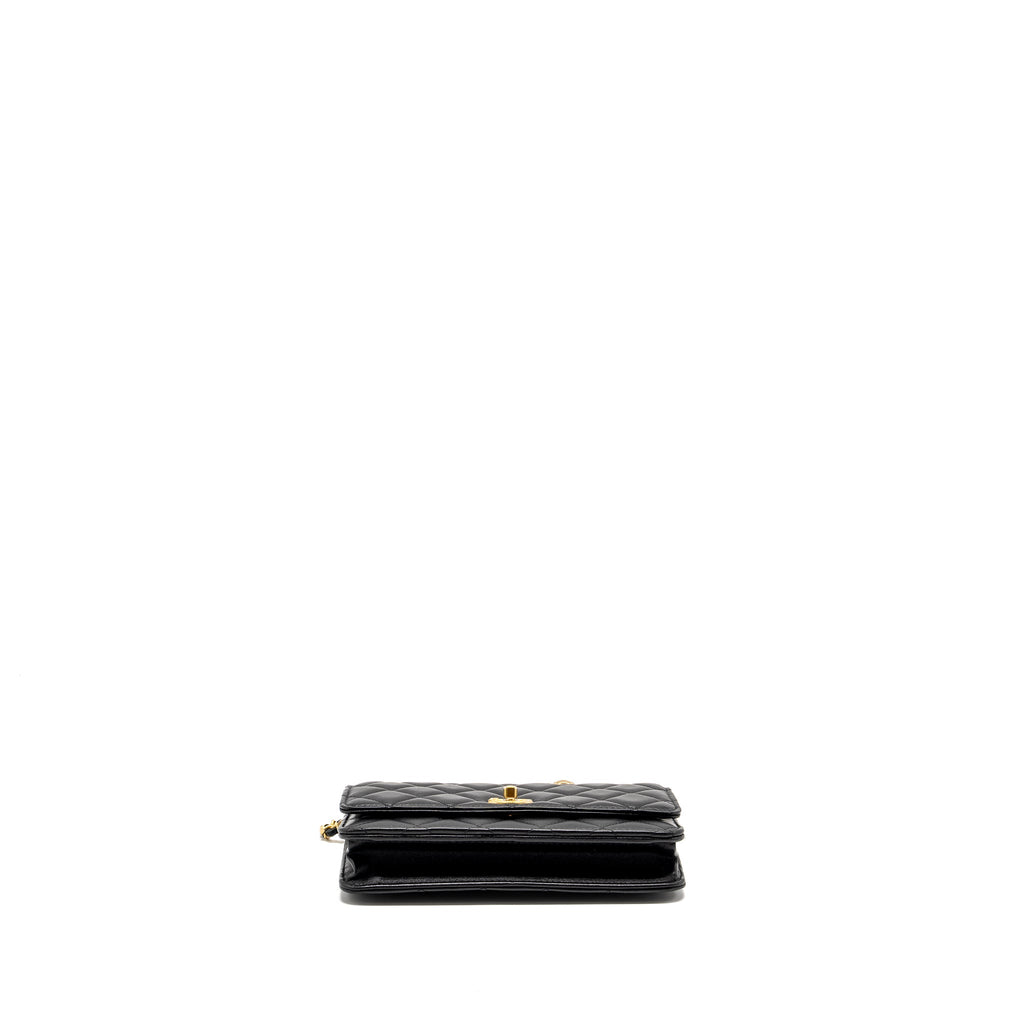 CHANEL Pearl Crush Wallet on Chain Lambskin Black  (Microchip)