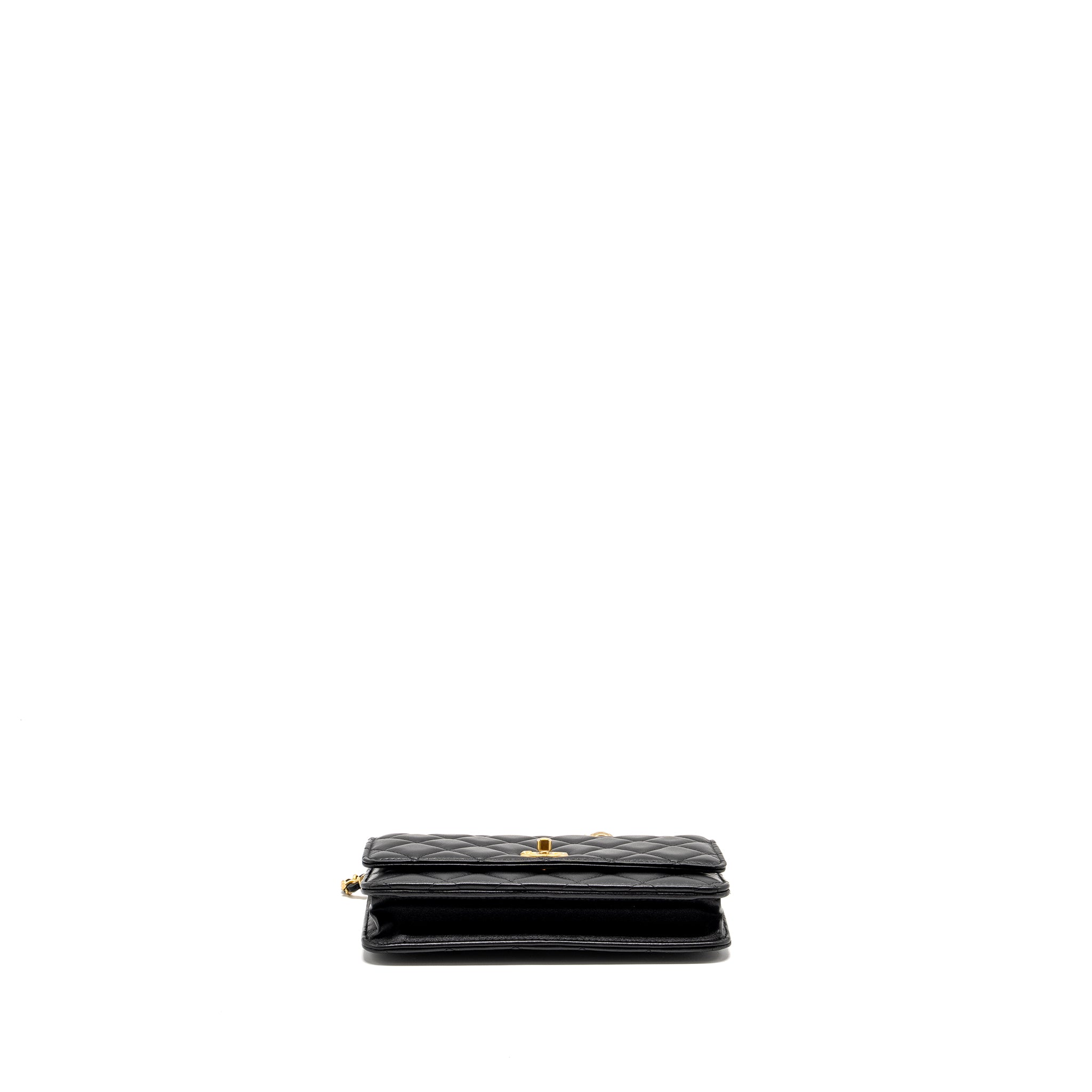 CHANEL Pearl Crush Wallet on Chain Lambskin Black  (Microchip)