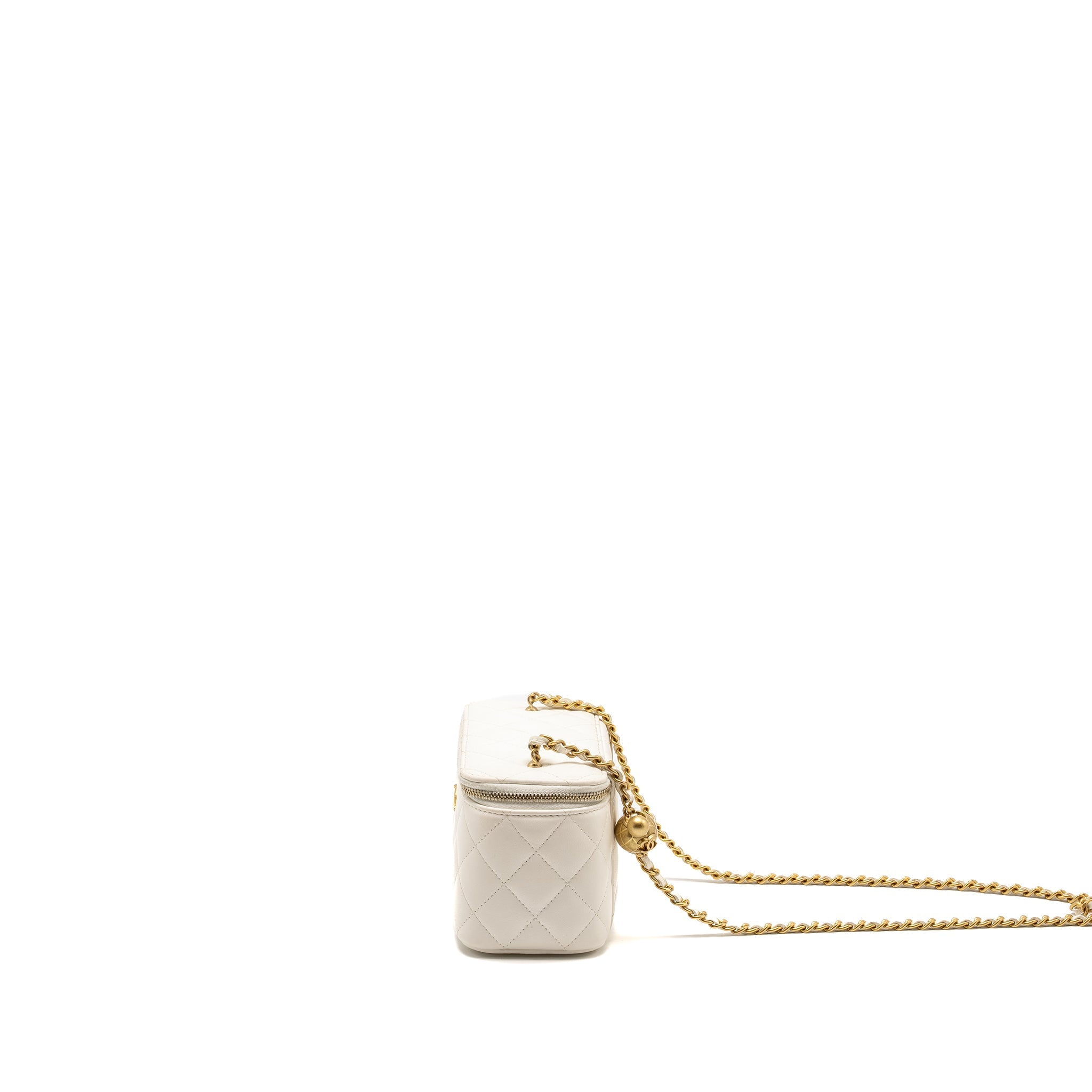 Chanel Pearl Crush Long Vanity Case Lambskin White  (Microchip)