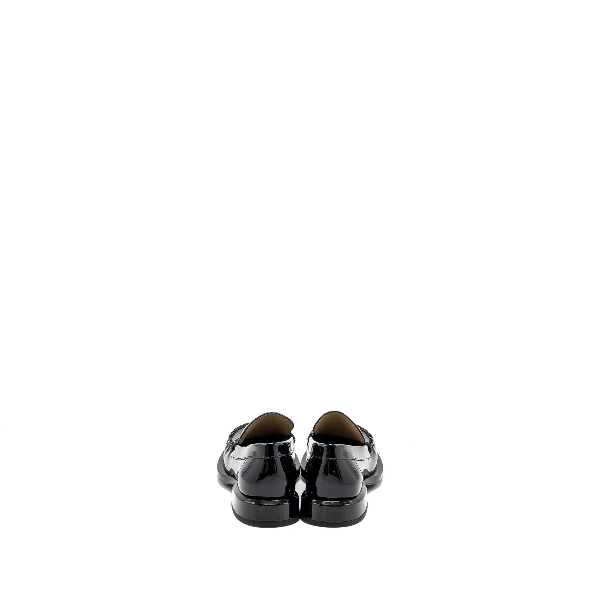 Chanel Size 38.5 CC Logo With Pearl Loafer Patent Black