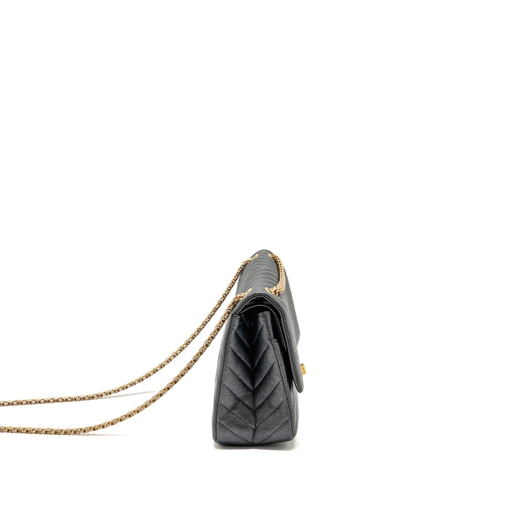 Chanel Large 2.55 226 Reissue Double Flap Bag Chevron Metallic Calfskin Charcoal