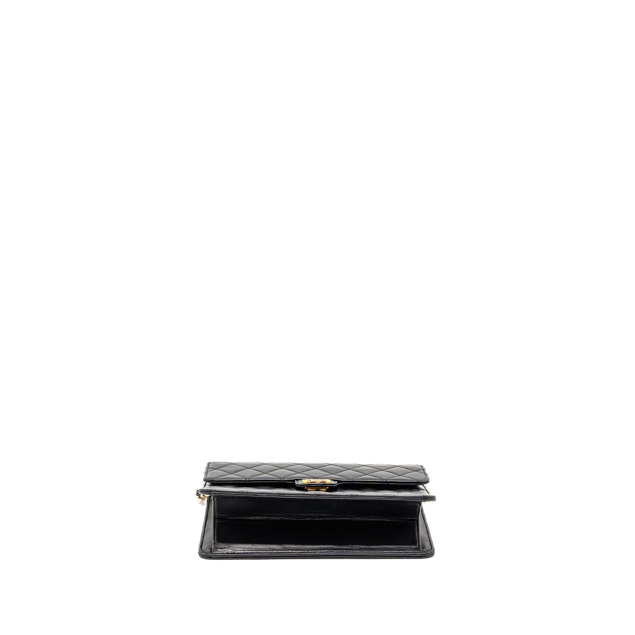 Chanel Vintage Square Flap Chain Bag Lambskin Black
