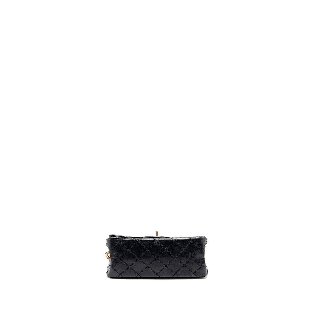 Chanel mini 2.55 reissue flap bag aged calfskin black