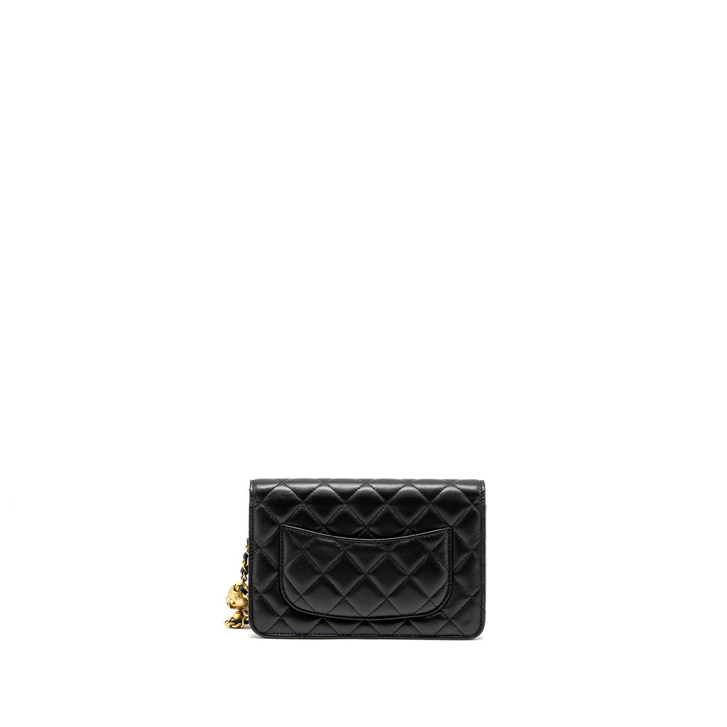 CHANEL Pearl Crush Wallet on Chain Lambskin Black  (Microchip)