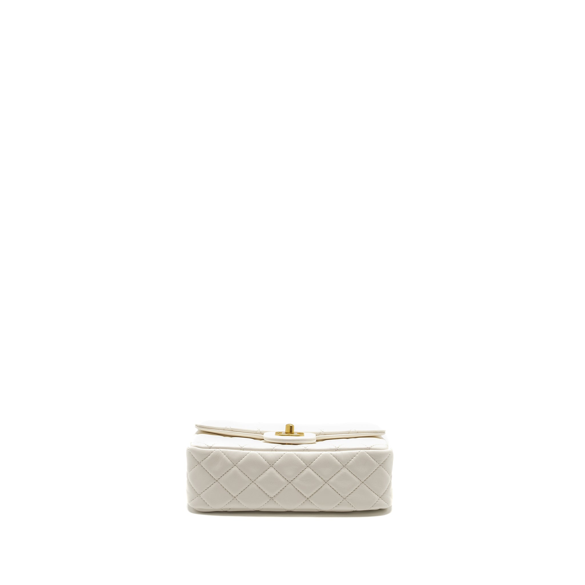 Chanel Pearl Crush Mini Rectangular Flap Bag Lambskin White  (Microchip)